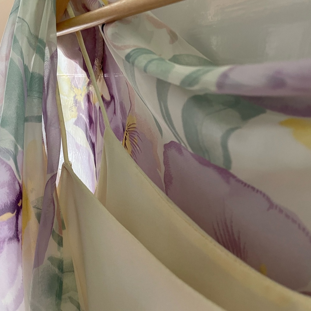 Vintage “Badgley Mischka” flowy shirred 80s/20s style billowy chiffon dress - Picture 8 of 9